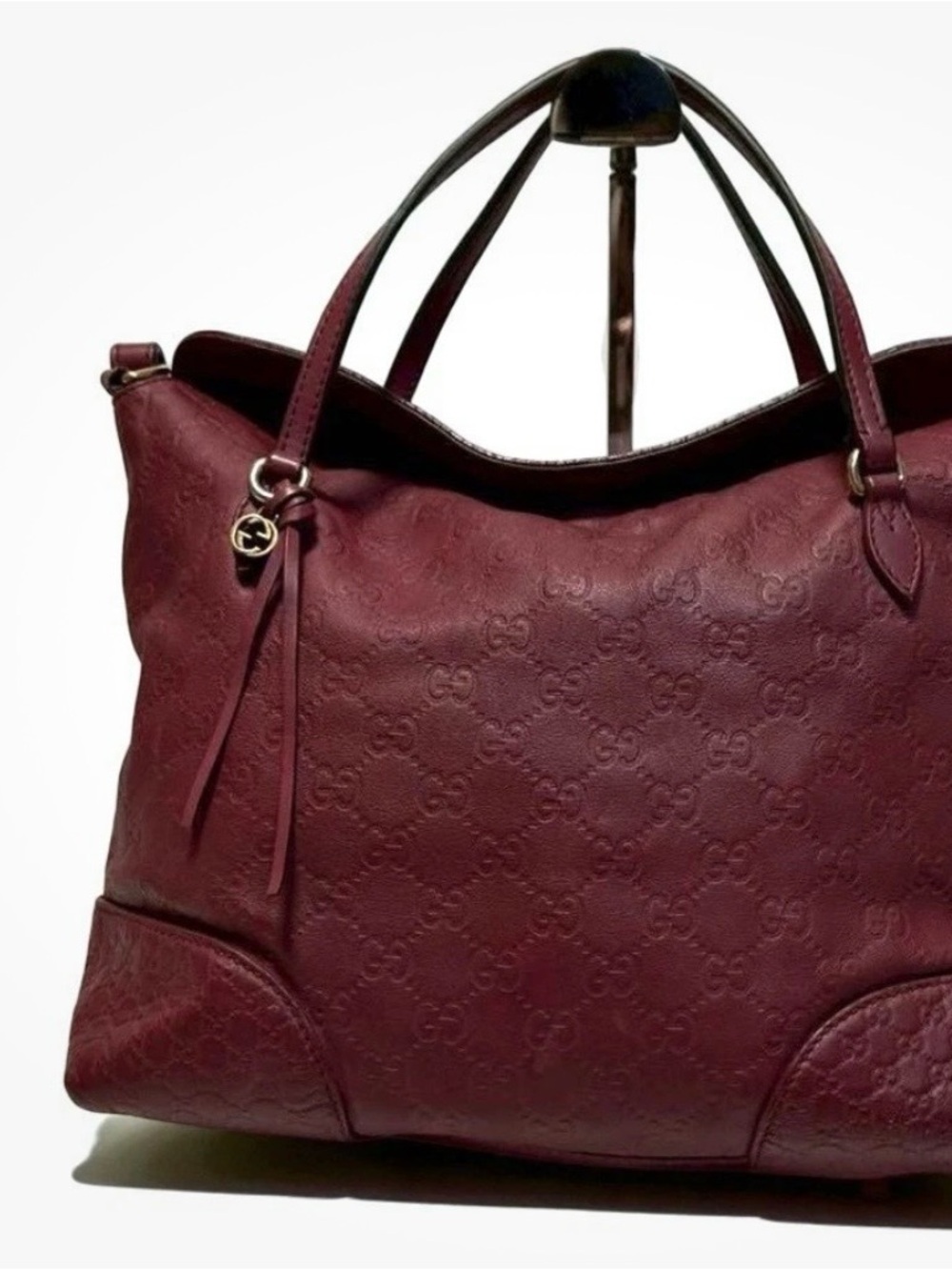 Gucci Deep Plum Embossed Leather Tote